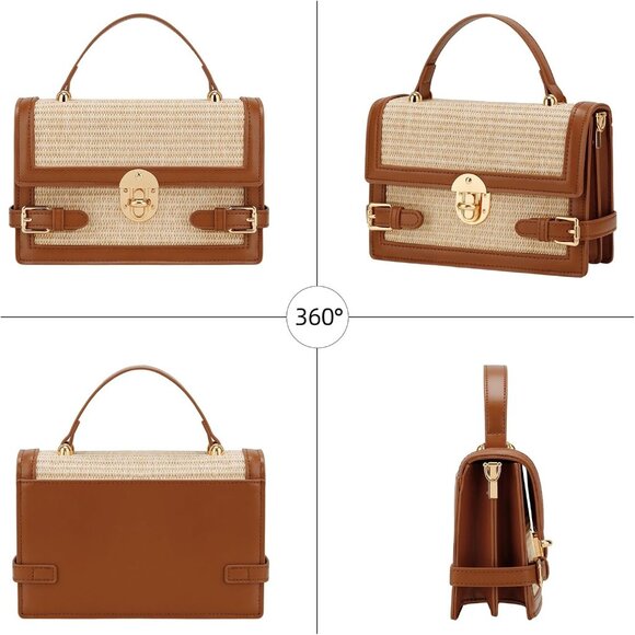 Straw Purse Woven Summer Beach Shoulder Clutch Crossbody Tote Women - Picture 5 of 6